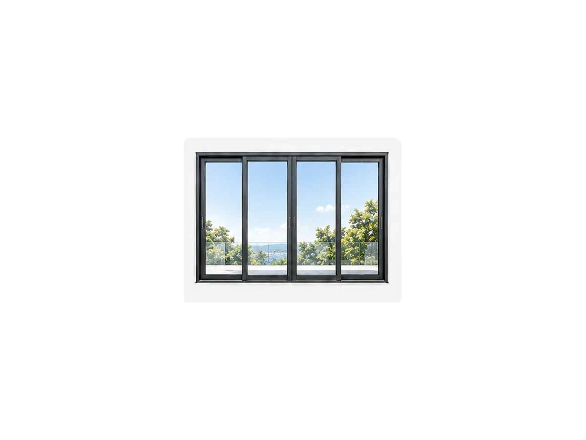 Four panel aluminium sliding door configuration